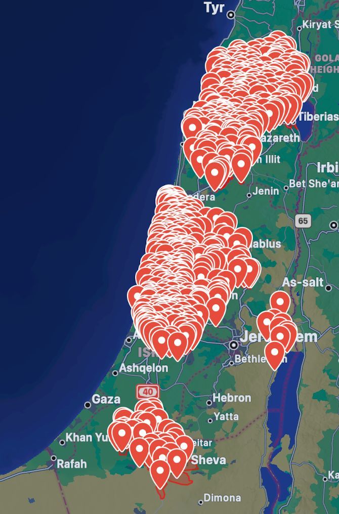 StandWithUs's tweet photo. 🚨BREAKING: Another round of ballistic missiles fired by the Iranian regime from Iran, activates red alert sirens across all of Israel. https://t.co/NSGhzDZPg2