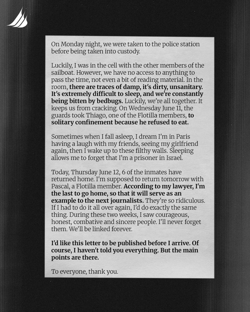 Yanis Mhamdi, from his prison cell: “If I had to do it all over again, I'd do exactly the same thing”. Illegally detained in Israel since the attack on the “Gaza Freedom Flotilla” in international waters, journalist Yanis Mhamdi sent us a letter, written from his prison cell,