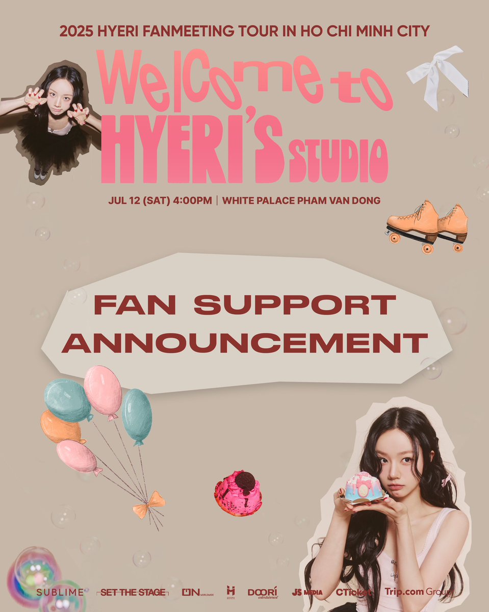 🎁 NOTICE REGARDING GIFT RECEIVING 🎁

Dear V-Hyerongs,
HYERI truly appreciates and is deeply touched by your warm love and support 💕
However, to facilitate transportation and storage, this fanmeeting will only accept letters or handmade postcards (no larger than A4 size) and
