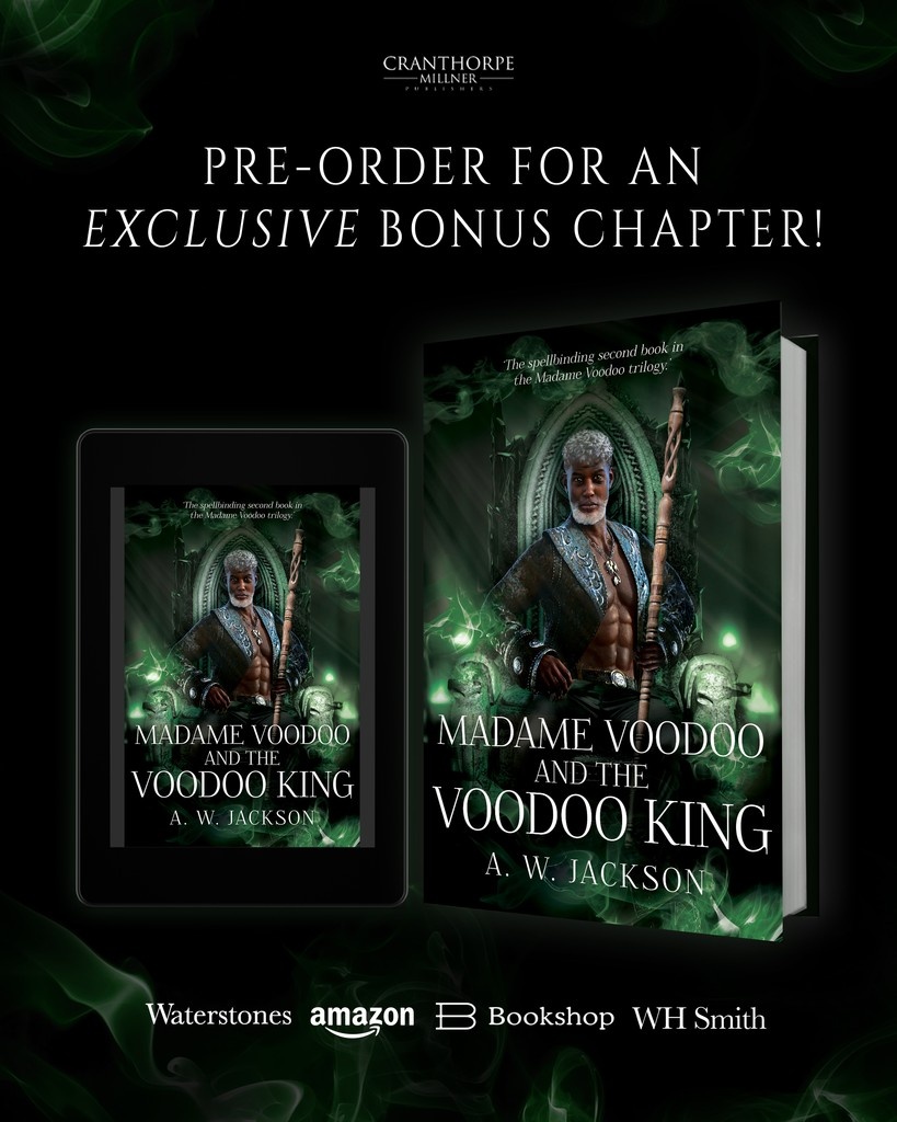 CranthorpeBooks's tweet image. Pre-order Madame Voodoo and the Voodoo King in order to receive an EXCLUSIVE bonus chapter! 💚
Head to our link in bio for more info on how it works! 🔮