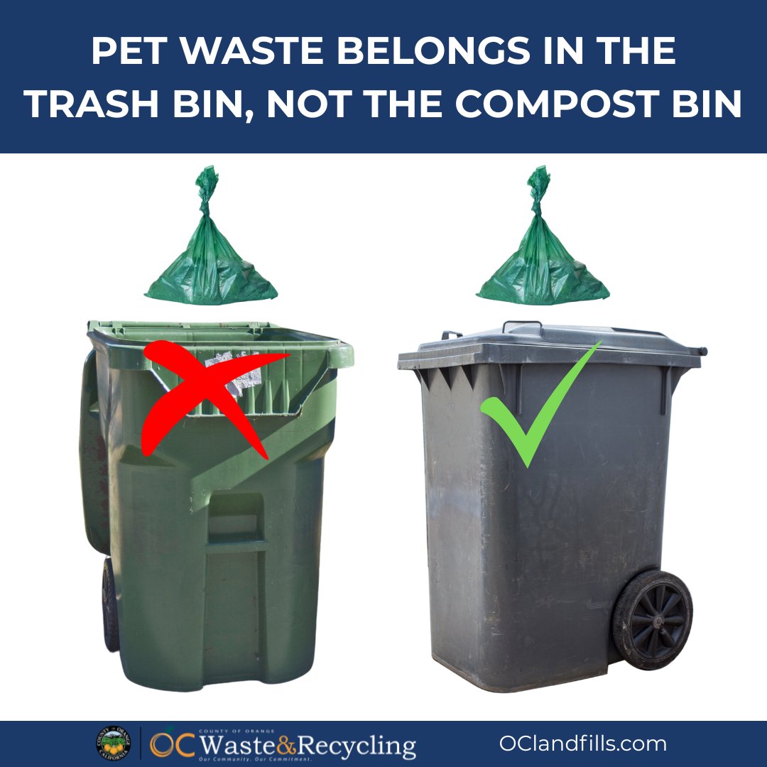 💩 Pet Business Is Not Our Compost’s Business! Even in compostable green bags, pet waste doesn’t belong with your banana peels and veggie scraps— it can carry bacteria that contaminates the compost.
Trash it, don’t stash it in the green bin! 🗑️
#CompostRight #OCWasteAndRecycling