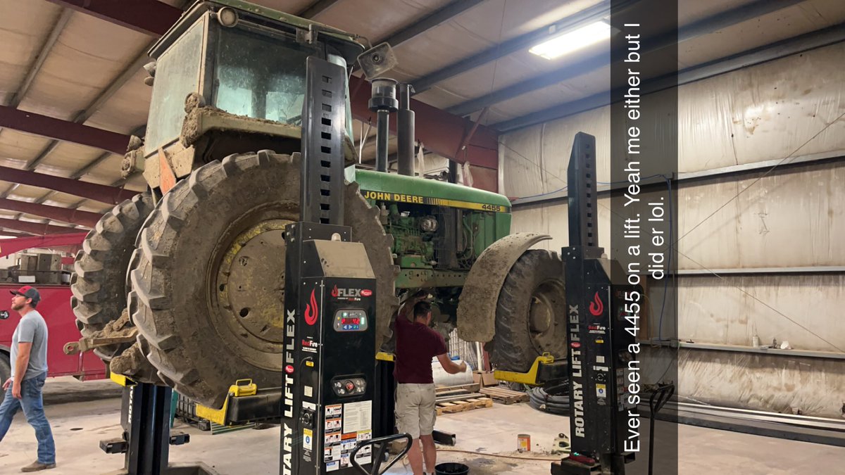 Rotary mobile lifts are the bees knees. With a cheater block I was able to get them in the lift. Makes working under enjoyable. Fixing hydraulic pump.