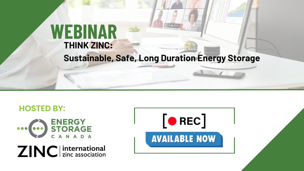 Energy Storage Canada (@enrgystoragecan) on Twitter photo Missed our "Think Zinc" webinar with the International Zinc Association?? The recording is now available on ESC's website: energystoragecanada.org/recent-webinars
Hear from three experts creating zinc-based storage solutions - <a href="/eZinc_Energy/">e-Zinc</a>, <a href="/PoweredByEos/">🔋 Eos Energy Enterprises, Inc. 🔋</a>, <a href="/UrbanElecPower/">Urban Electric Power</a>. #EnergyStorage Missed our "Think Zinc" webinar with the International Zinc Association?? The recording is now available on ESC's website: energystoragecanada.org/recent-webinars
Hear from three experts creating zinc-based storage solutions - <a href="/eZinc_Energy/">e-Zinc</a>, <a href="/PoweredByEos/">🔋 Eos Energy Enterprises, Inc. 🔋</a>, <a href="/UrbanElecPower/">Urban Electric Power</a>. #EnergyStorage
