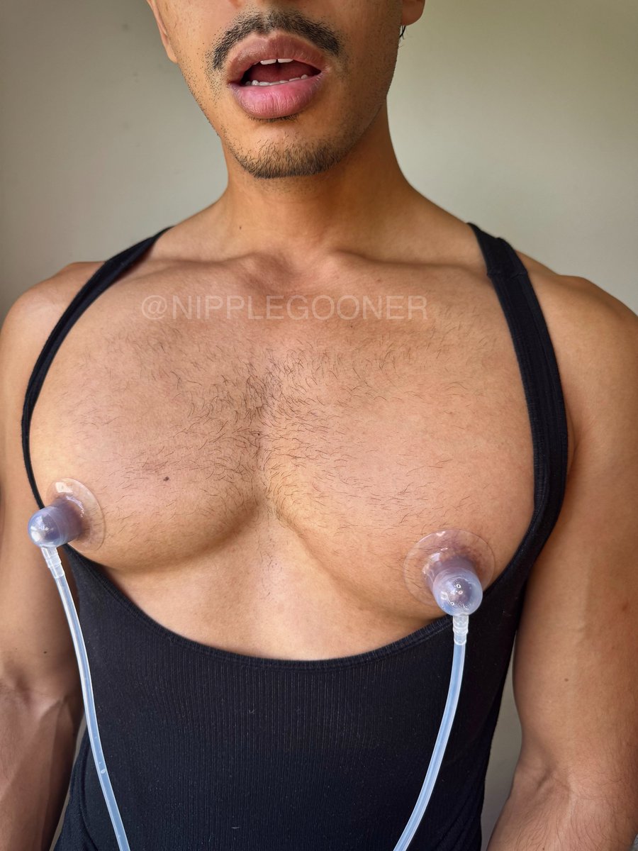 Heading to the gym… but couldn’t resist a quick pump first. Now my nips are extra sensitive—swollen, tingling, and rubbing just right under my tank top.