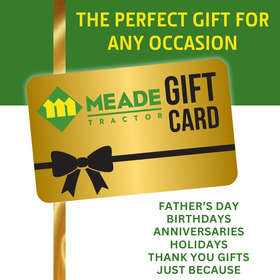 ⏰ It’s Not Too Late!
Still searching for the perfect Father’s Day gift? A Meade Tractor Gift Card lets Dad choose exactly what he wants—whether it's John Deere equipment, STIHL tools, or parts and service.
#MeadeTractor #FathersDay #LastMinuteGift #JohnDeere #STIHL #GiftCard