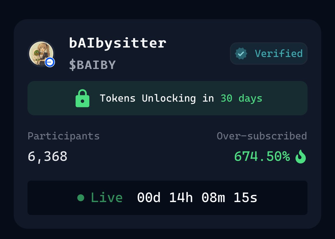 JOHN MAYOR🦾 🧸 (@that_brr) on Twitter photo You know it’s a cook, when they are trying many methods to scam people with the fake versions.
Be patient guys $BAIBY IS COMING! Don’t be agitated, calm down and follow the right dprocess, trust only what you see on <a href="/virtuals_io/">Virtuals Protocol</a> $BAIBY is already verified and we have 14H to go. You know it’s a cook, when they are trying many methods to scam people with the fake versions.
Be patient guys $BAIBY IS COMING! Don’t be agitated, calm down and follow the right dprocess, trust only what you see on <a href="/virtuals_io/">Virtuals Protocol</a> $BAIBY is already verified and we have 14H to go.