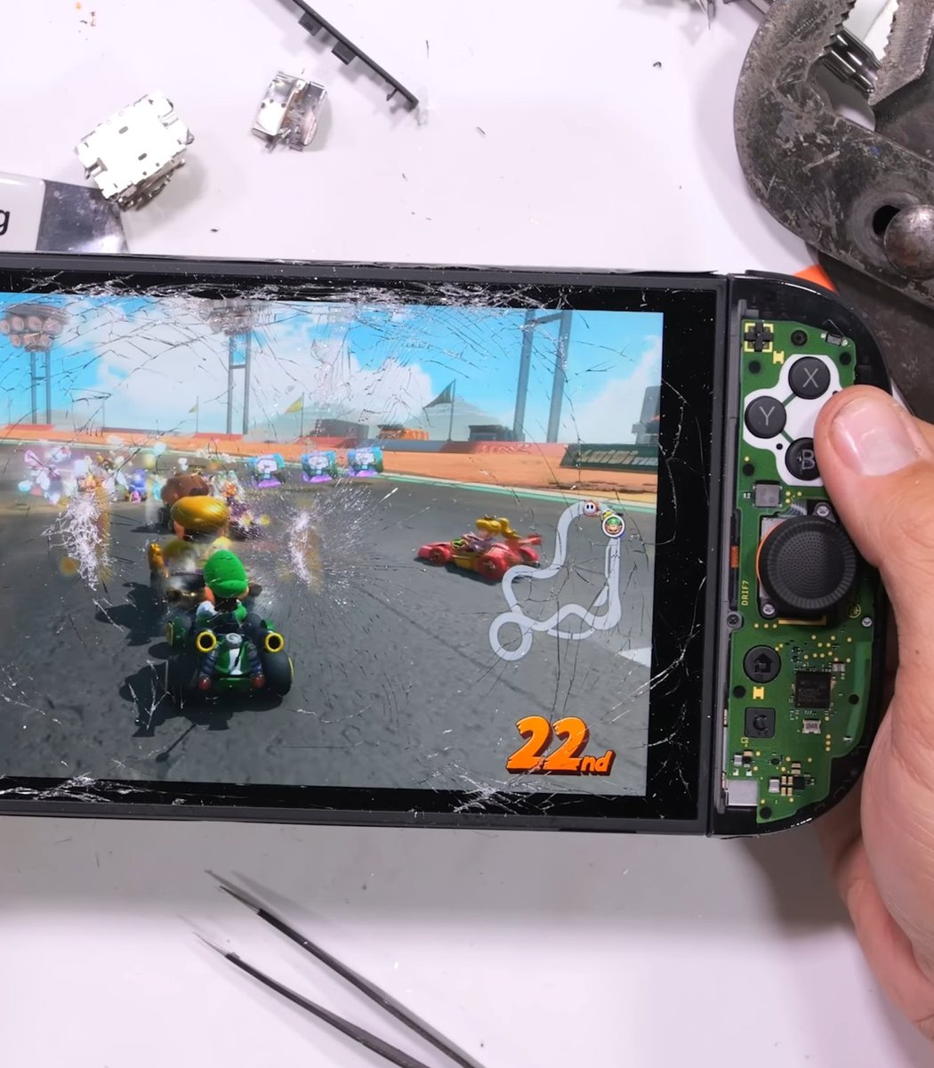 Tech YouTuber JerryRigEverything claims the Switch 2 is "basically invincible"

He had to smack the screen 50 times with metal pliers to shatter it, and the console still worked