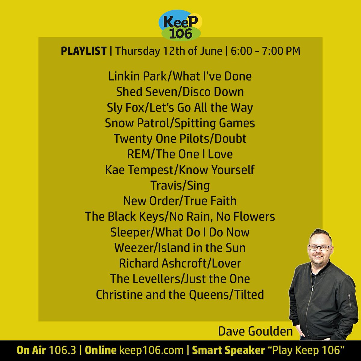 davegouldenshow's tweet image. With some songs from bands playing #Download2025, these are the track listings for last nights show. Thursday&apos;s the 12th of June. 🤘