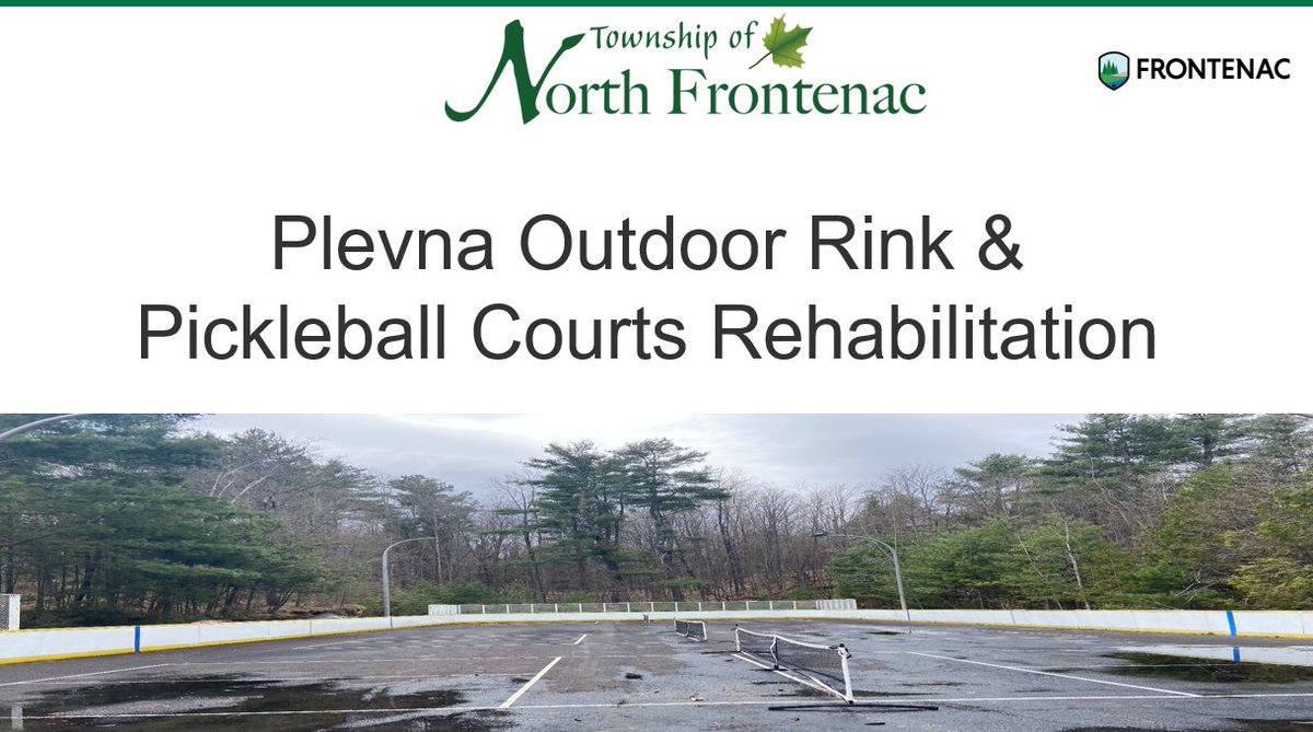 We are excited to announce that the Township was successful in receiving a grant from Ontario Community Sport and Recreation Infrastructure Fund to rehabilitate the Plevna Outdoor Rink &amp; Pickleball Courts with a new addition of a ROOF !
#northfrontenac #infrontenac