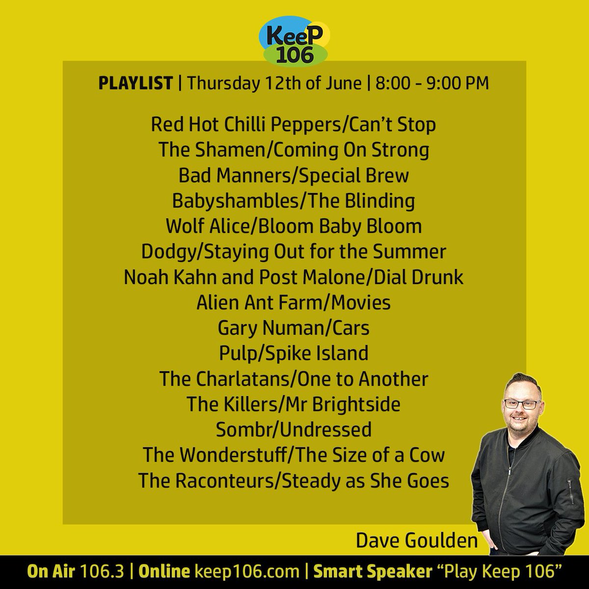 davegouldenshow's tweet image. With some songs from bands playing #Download2025, these are the track listings for last nights show. Thursday&apos;s the 12th of June. 🤘