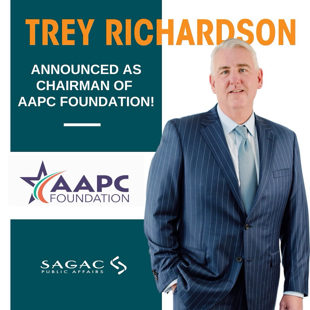 🗣 Big news! Sagac Managing Partner Trey Richardson is the new AAPC Foundation Chair. A leader in PAC strategy + advocacy, Trey will lead the Foundation into its next chapter. Congrats, Trey! 

#Sagac #PublicAffairs #AAPC #Leadership