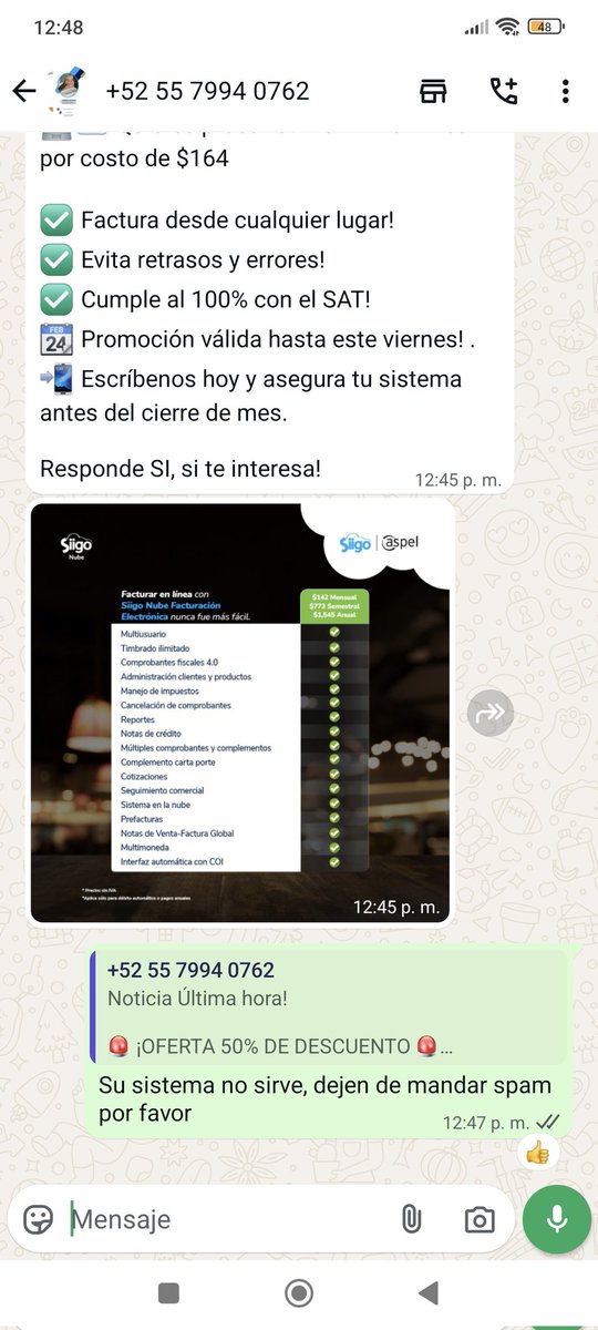 regakier's tweet photo. Consejo nunca contraten @SiigoAspel Siigo nube, no sirve esa cochinada, hoy me mandaron msj de publicidad, les dije que no sirve su producto y sólo me respondieron con un 👍, los demás productos ni pta idea, pero yo hablo de Siigo Nube y hablo desde mi experiencia https://t.co/4m7P5T6JDL