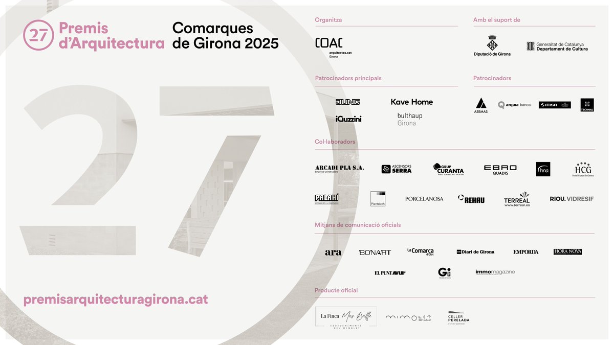 COACGirona's tweet photo. @Girona_Cat @COACatalunya @sergifont @guimcostacal @josepmias @iGuzzini @IncoviGirona @Olotuit @ta_arquitectura @arquitecturia @toni_girones @transicioeco @Vpuga22 @gencat @DiputacioGirona 🙏 Moltes gràcies a tots els participants i premiats d’aquesta 27a edició dels #PremisArqGi

I moltes gràcies a totes les entitats i empreses que feu possible els Premis! https://t.co/6IBpyCluEw