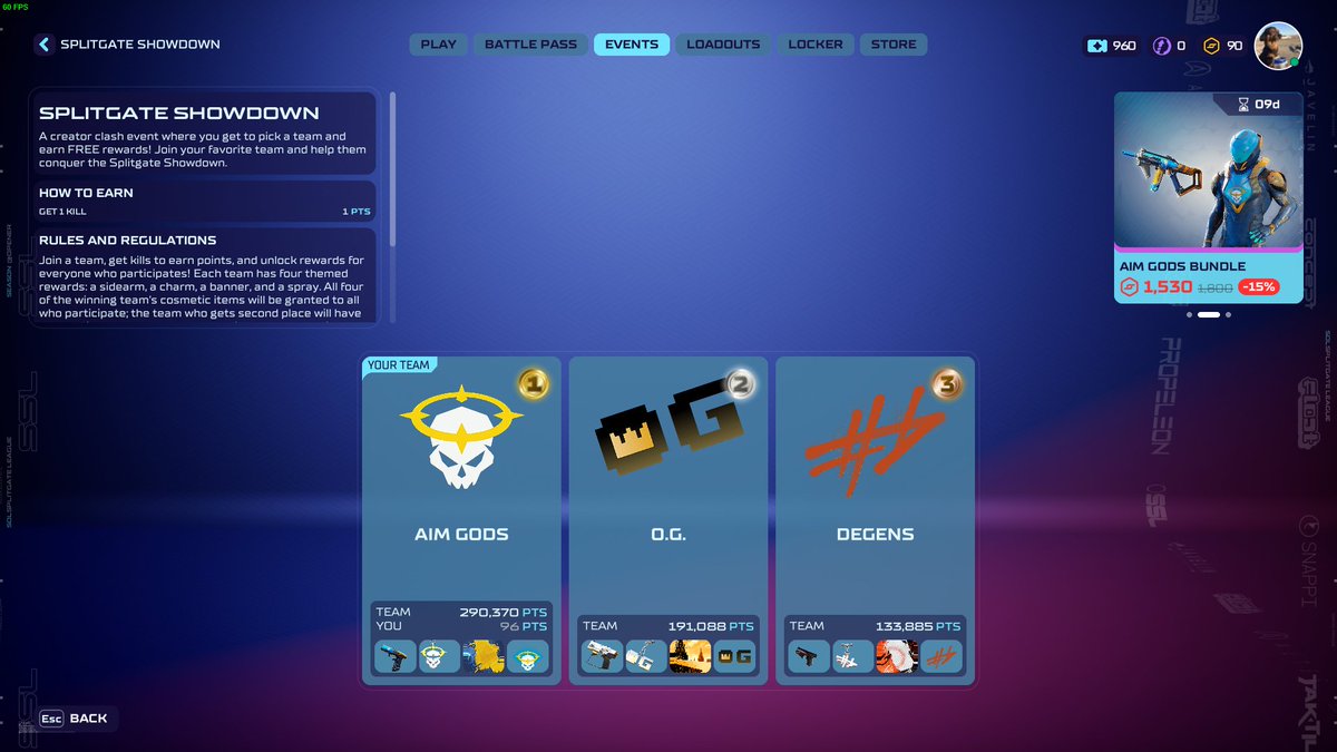 Looks aim gods is taking this one. Splitgate showdown is ours.