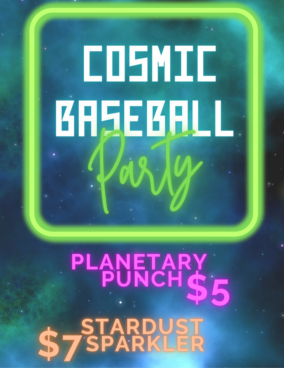 thirdandhomebar's tweet photo. Come get a drink that's out of this world 🚀 We'll be open from 4pm until 10pm (or the end of the game) tonight and tomorrow for Cosmic Baseball ⚾ https://t.co/Fvch1fgXZB