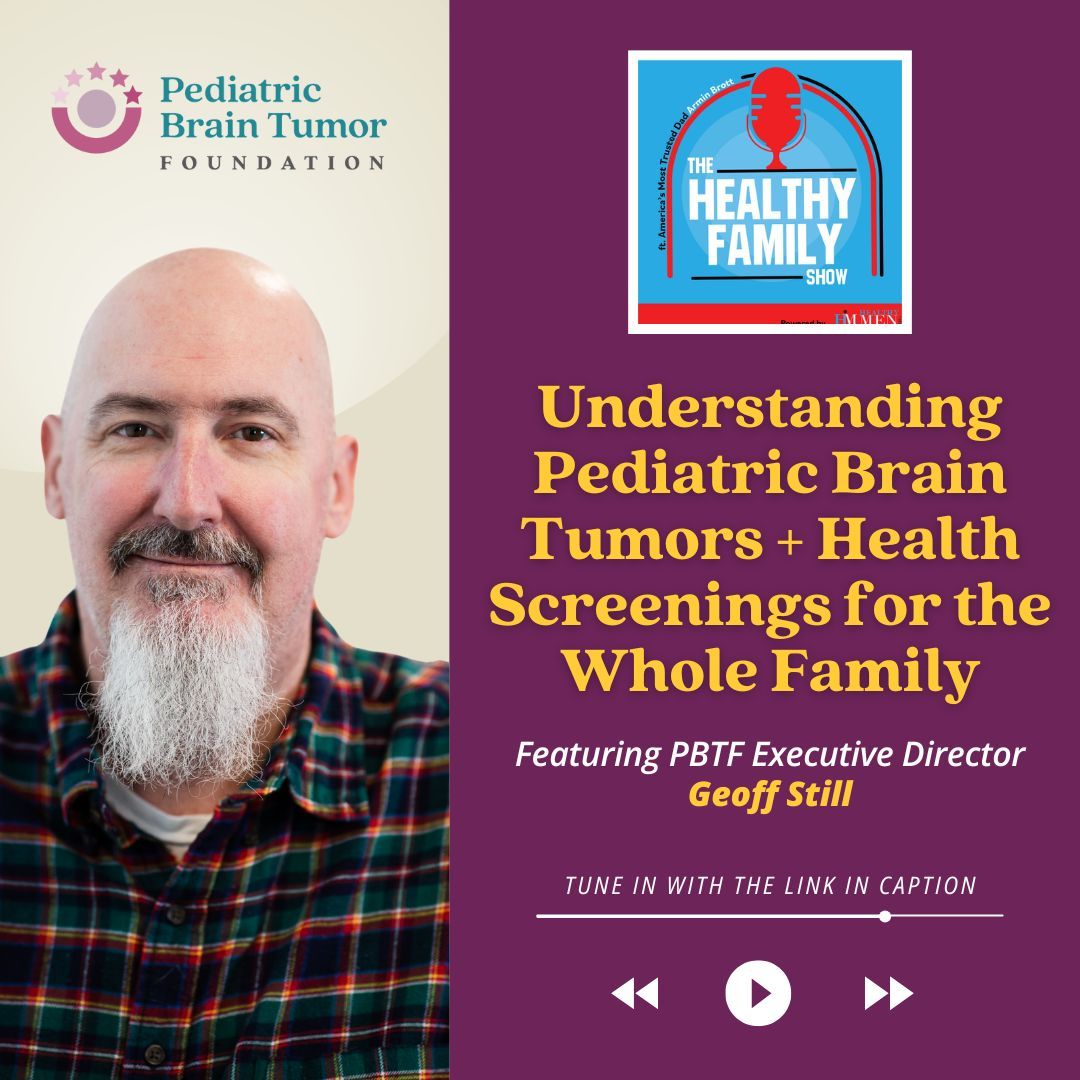 Pediatric Brain Tumor Foundation (@pbtf) on Twitter photo Exciting news! Geoff Still, PBTF Executive Director, was recently featured on the Healthy Family Show by <a href="/HealthyMenOrg/">HealthyMen</a> !
In this ep, Geoff dives into the challenges of pediatric brain tumors, the importance of family communication, and early detection: buff.ly/rR88jRj Exciting news! Geoff Still, PBTF Executive Director, was recently featured on the Healthy Family Show by <a href="/HealthyMenOrg/">HealthyMen</a> !
In this ep, Geoff dives into the challenges of pediatric brain tumors, the importance of family communication, and early detection: buff.ly/rR88jRj
