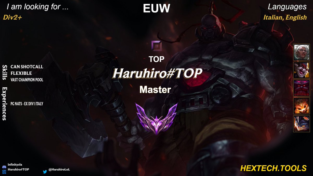 Hey, 
Experienced main Top LFT again. Mainly looking for opportunities in DIV 2+. My DMs are open.