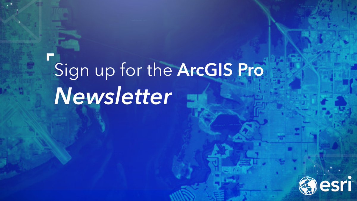 Subscribe to the #ArcGISPro Newsletter! Receive timely updates, expert tips, and best-practice workflows directly in your inbox. Sign-up now to make sure you're on the list for the next edition coming later this month: ow.ly/YcpH50W9cVw