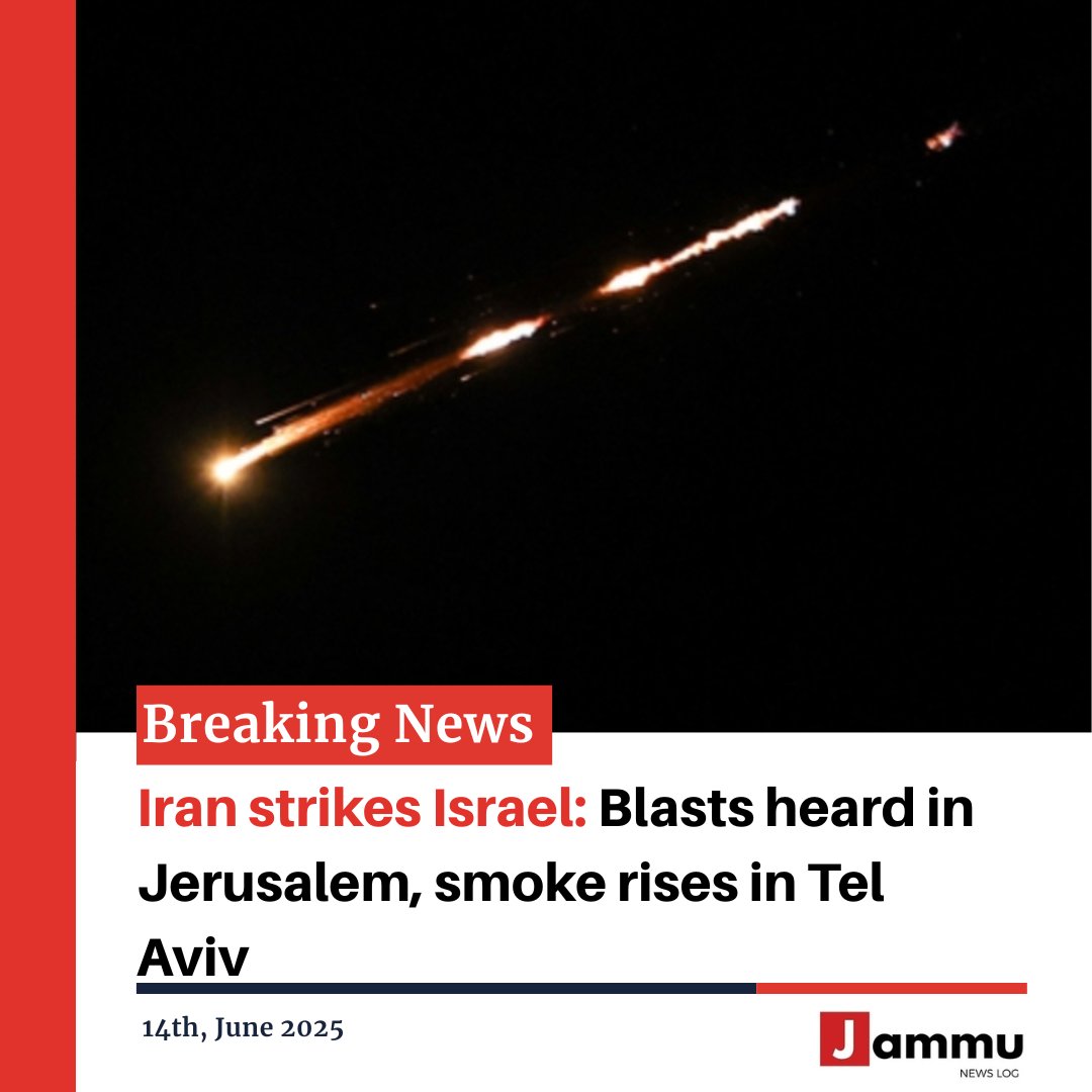 JammuNewsLog's tweet photo. Iran launched dozens of ballistic missiles against Israel late on Friday amid escalating conflict between the two countries, reported Associated Press Israeli TV stations showed plumes of smoke rising and the sound of explosions in Tel Aviv after the missile strike. https://t.co/KMLZxAwK7E