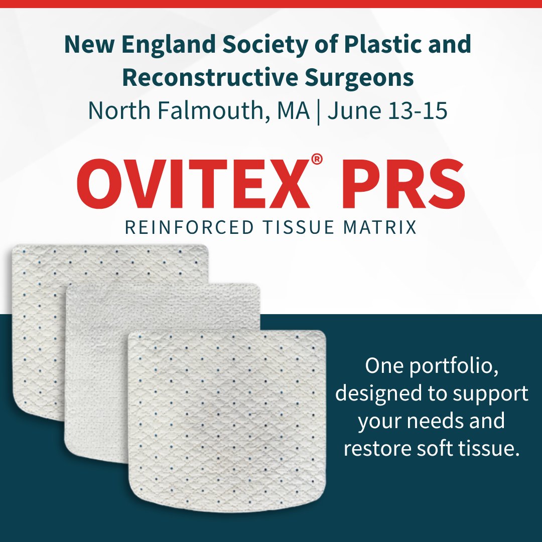 Elevate your practice with materials made to match your expertise. Join us this weekend at #NESPRS to discover how OviTex® PRS - the only reinforced tissue matrix designed for plastic and reconstructive surgery - can support your surgical objectives. Visit hubs.li/Q03s4MHN0