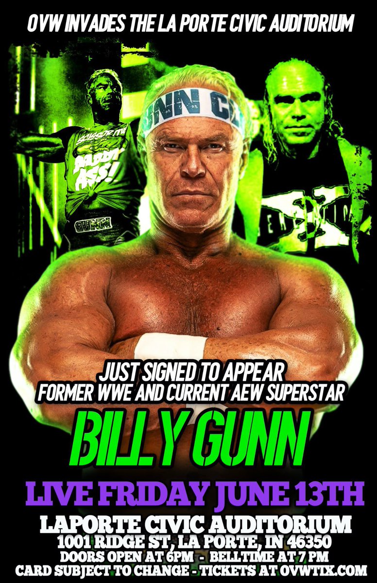 Oh you didn’t know #LaPorte ?! 

<a href="/RealBillyGunn/">Kip Sopp</a> is coming your way with OVW and we’re not leaving the LA PORTE CIVIC AUDITORIUM the way we found it!

Secure your spot - OVWTix.com