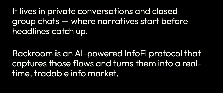 Why is everyone getting bullish on <a href="/useBackroom/">Backroom</a> ?

Basically it's because the most valuable information is not on the timeline.

It's in private twitter groups. Alpha twitter groups. Insider groups. 

$room will give you access to this.

How to get some skin in the game? Same as