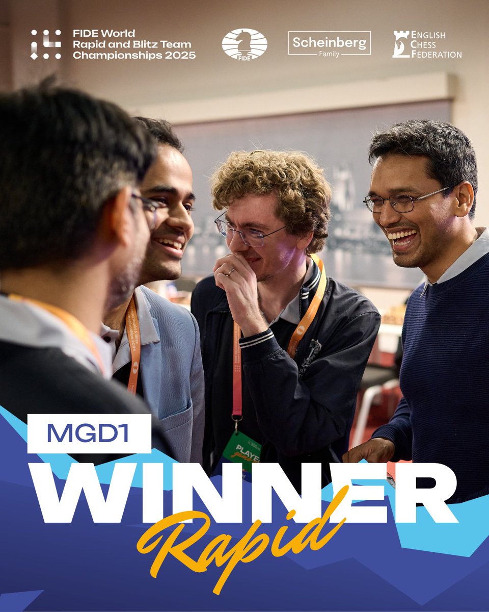 Team MGD1 wins the 2025 FIDE World Rapid Team Championship 🏆

#FIDERapidBlitzTeams