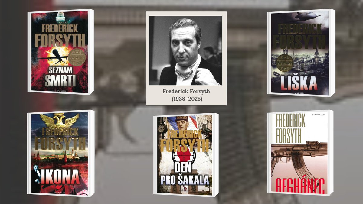 Špičkový pilot, agent MI6, reportér BBC a znamenitý vypravěč – to byl Frederick Forsyth, jehož knihy patří k nejpůjčovanějším v MKP. 📚 Zemřel 9. 6. 2025 ve věku 87 let. Ověřte si, proč jeho romány neztratily svou přitažlivost 👉l.mlp.cz/frederickforsy… 👌