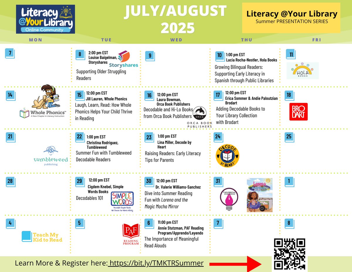 Check out our Summer Presentation Series-an all star lineup of free, practical, &amp; inspiring webinars for librarians &amp; caregivers!
Sign up now: bit.ly/TMKTRSummer