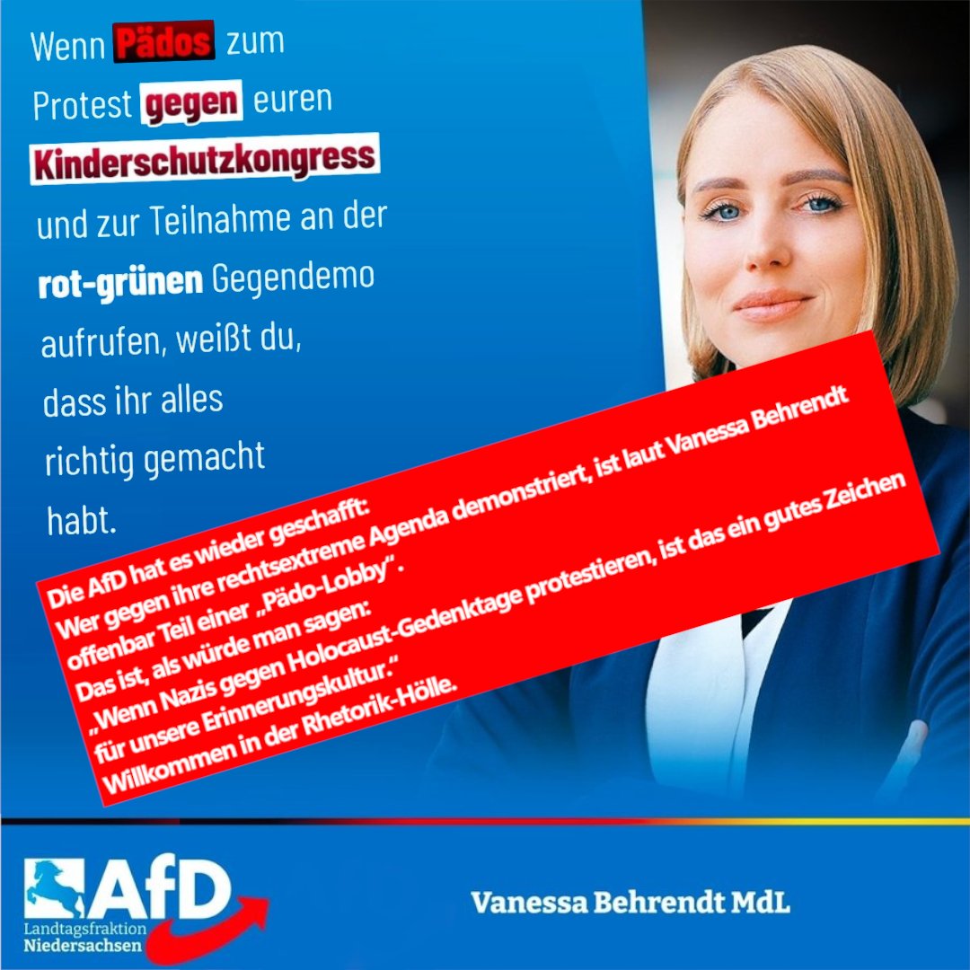 Wenn Rechtsextreme von „Kinderschutz“ reden!
Was wir derzeit von der AfD sehen, etwa im Fall Vanessa Behrendt, ist nicht neu. Es ist ein uraltes Mittel der extremen Rechten: Man erklärt politische Gegner pauschal zu Sexualtätern.
Die Methode ist infam, aber wirksam: Man wirft den