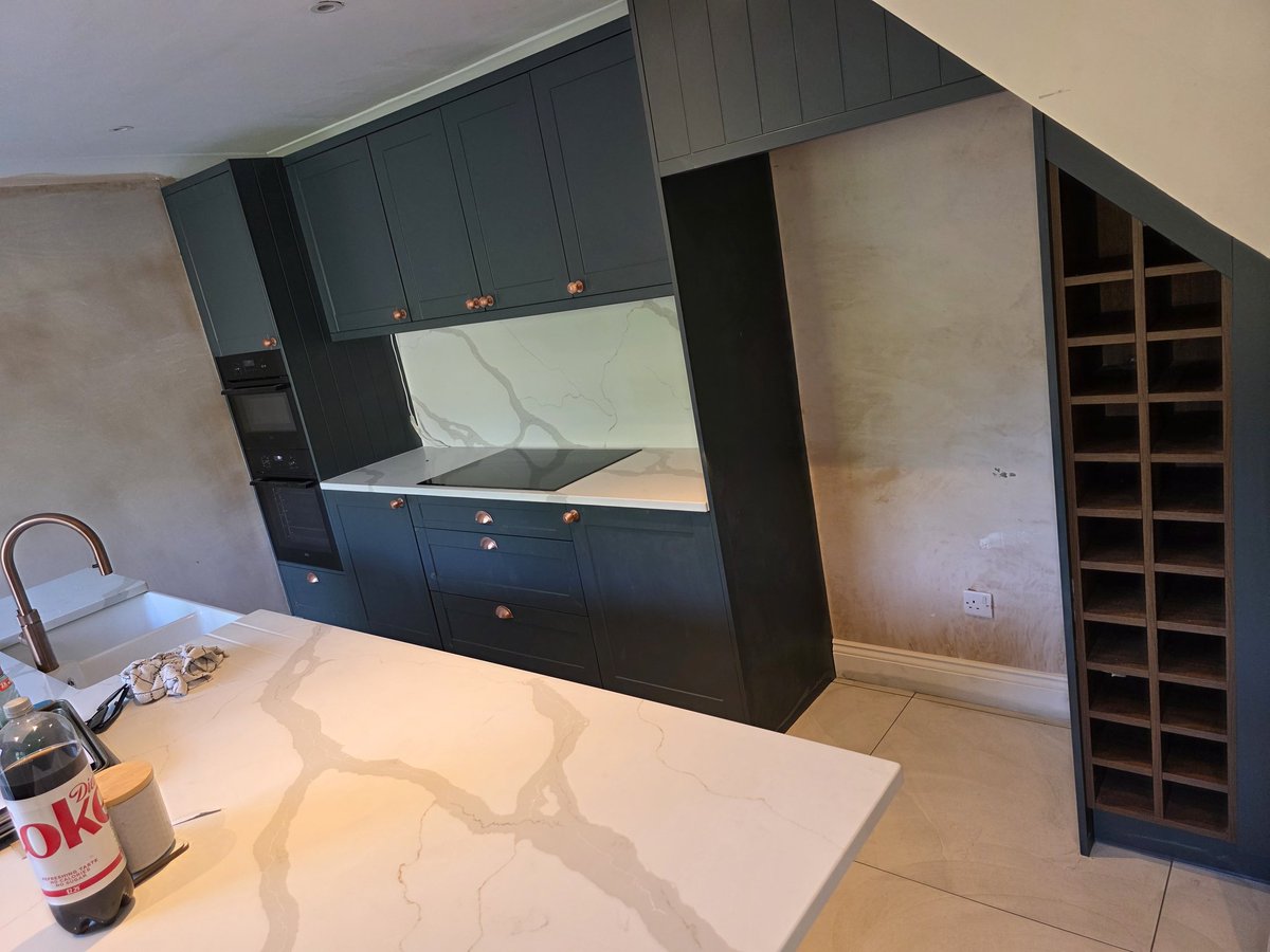 Little kitchen install we've just finished. Back breaking off laying them tiles mind #builder #carpenter #kitchen #homedecor #construction
