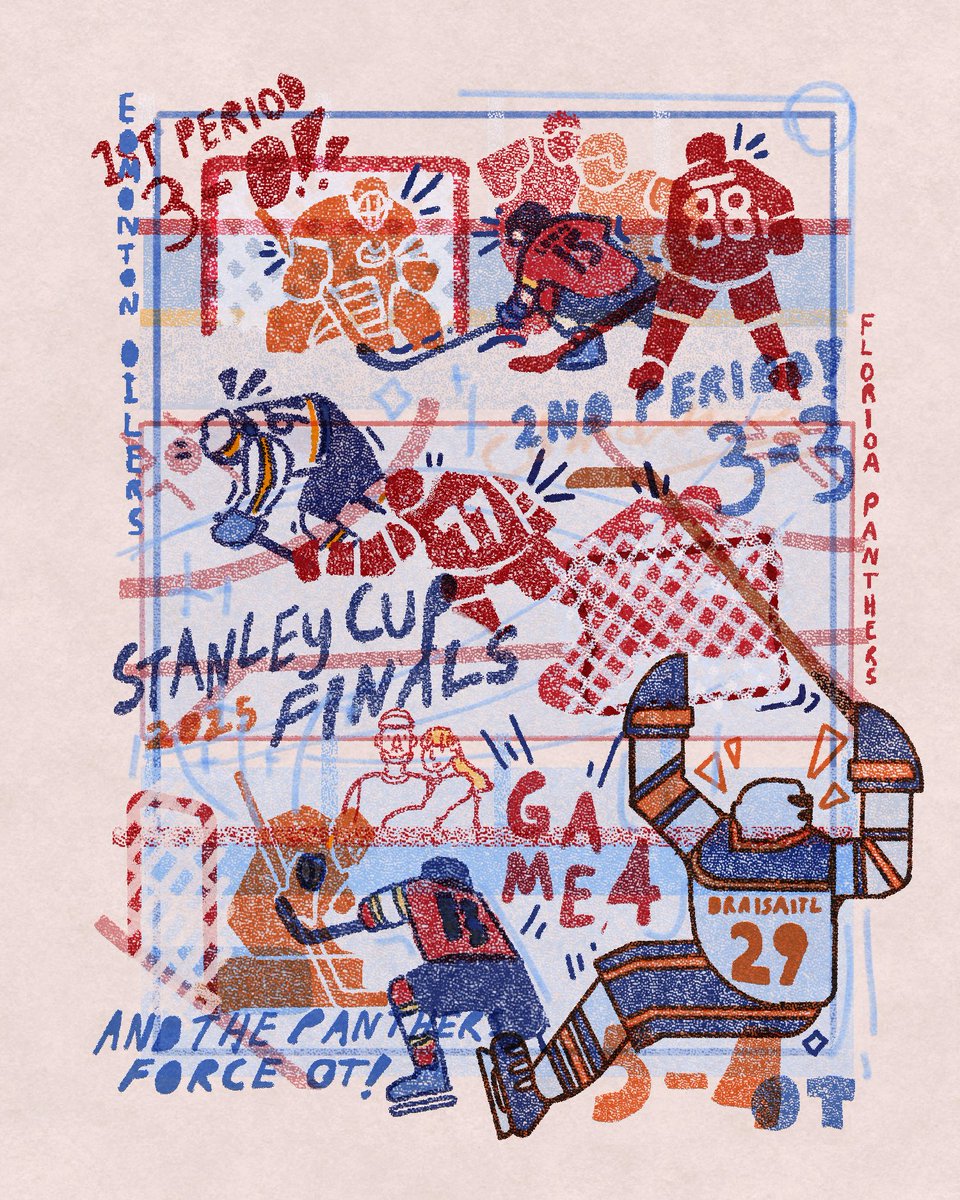 Game 3 &amp; Game 4, as told in sketches in work for NHL Europe :) #StanleyCup