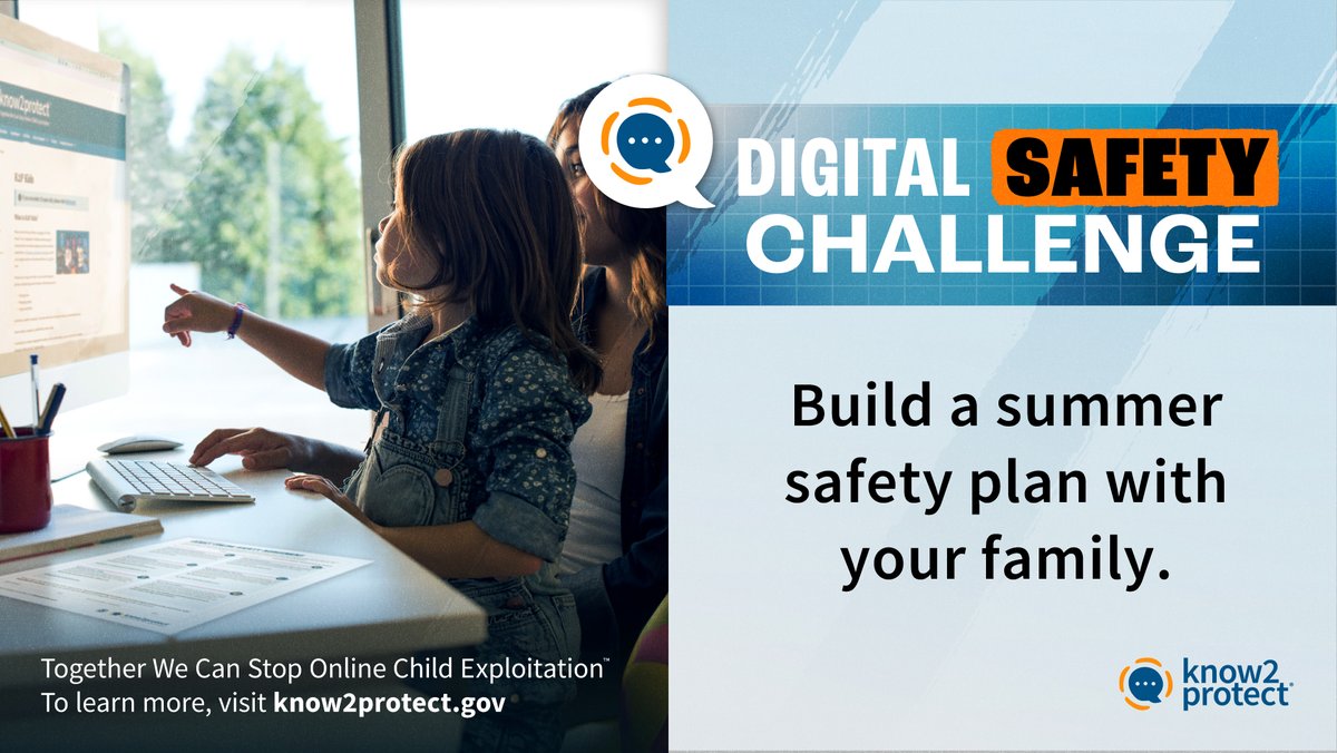 Start summer strong with #K2P’s Family Online Safety Agreement. It’s not just a set of rules, it’s a way to #KeepKidsSafe. Check it out now under “Downloadable Resources” at dhs.gov/know2protect/c….

#DigitalBoundaries #DigitalSafetyChallenge