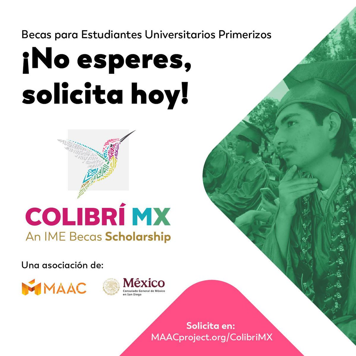 colibrimx1's tweet photo. Graduates, have you taken advantage of local scholarships?

The Colibrí MX Scholarship offers a $1,000 boost for first-time college students in San Diego County. It’s a great way to help cover the cost of books, supplies, or other essentials.

Apply now 👉 https://t.co/rUgJrGj2vd https://t.co/tB6CRHZDVF