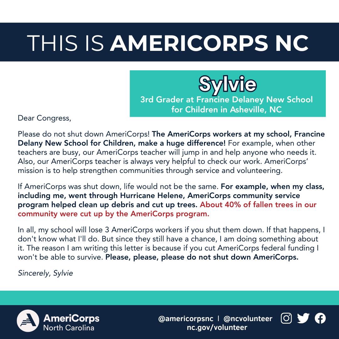 VolunteerNC's tweet image. 🌟 In our ongoing series, “This is #AmeriCorpsNC,” we’re shining a spotlight on #ProjectMARS in Asheville, NC! 🌟 These incredible members play a vital role in supporting students, schools, teachers, and their communities. Together, they’re making a difference every day!