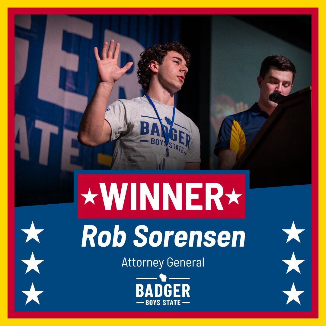 badgerboysstate's tweet image. Please welcome your 2025 Attorney General, Rob Sorensen!

#BBS2025 #AttorneyGeneral