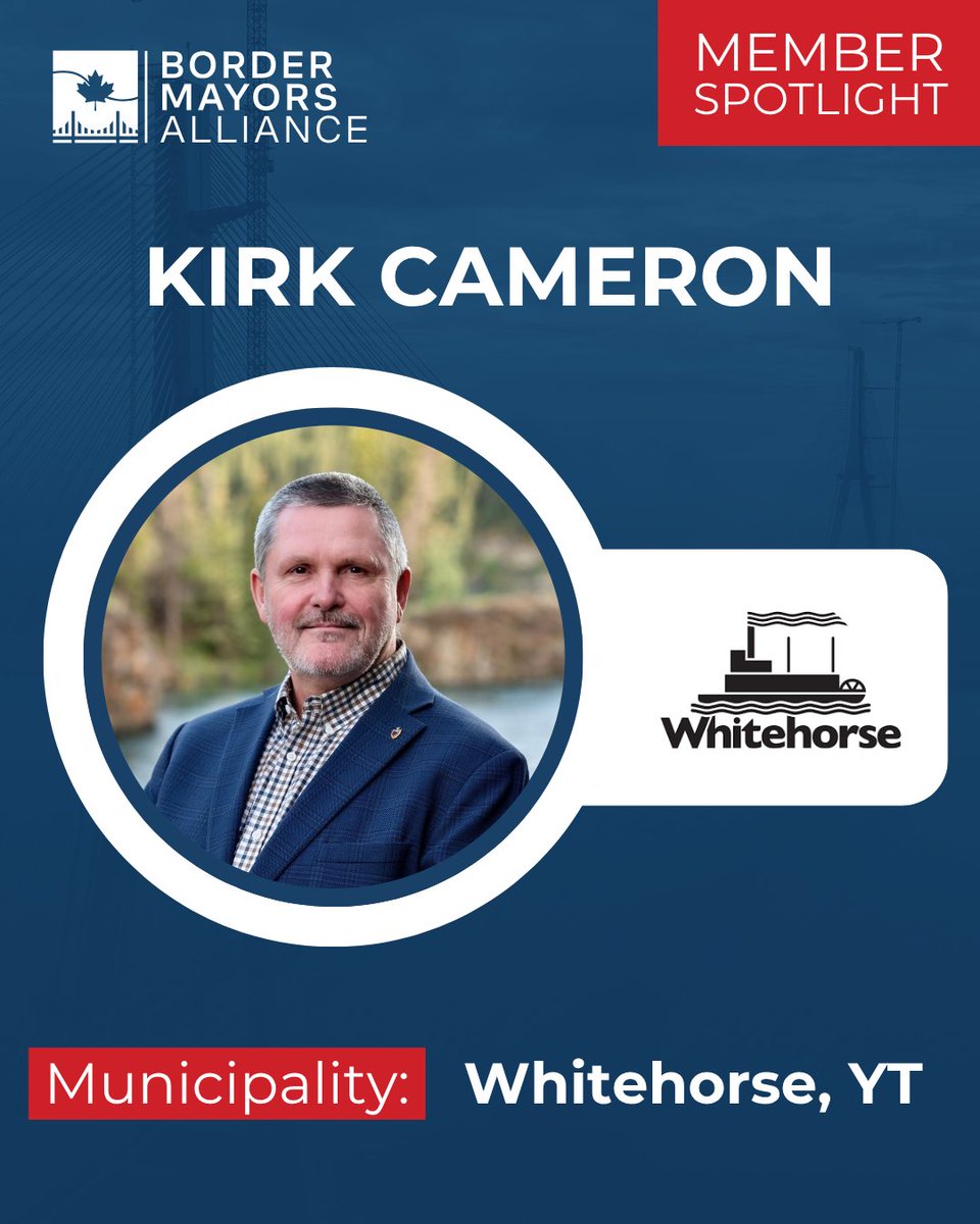 📢 Meet Kirk Cameron from Whitehorse, Yukon🍁

Located on the Alaska Highway in Northwestern Canada, Whitehorse is well-positioned for growing cross-border economic opportunities.

Mayor Cameron fights for the best interests of his community backed by a love for his hometown.