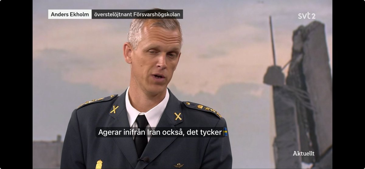 Magnus Ranstorp (@magnusranstorp) on Twitter photo Ăntligen en riktig expert som fattar IDF:s operationella verklighet och som kan tillföra militĂ€rtekniskt intressanta detaljer i realtid - min kollega överstelöjtnant Anders Ekholm pĂ„ <a href="/Forsvarshogsk/">Försvarshögskolan</a>
Det borde stĂ€llas frĂ„gor pĂ„ SVT Aktuellt redaktion varför man intervjuar en Ăntligen en riktig expert som fattar IDF:s operationella verklighet och som kan tillföra militĂ€rtekniskt intressanta detaljer i realtid - min kollega överstelöjtnant Anders Ekholm pĂ„ <a href="/Forsvarshogsk/">Försvarshögskolan</a>
Det borde stÀllas frÄgor pÄ SVT Aktuellt redaktion varför man intervjuar en