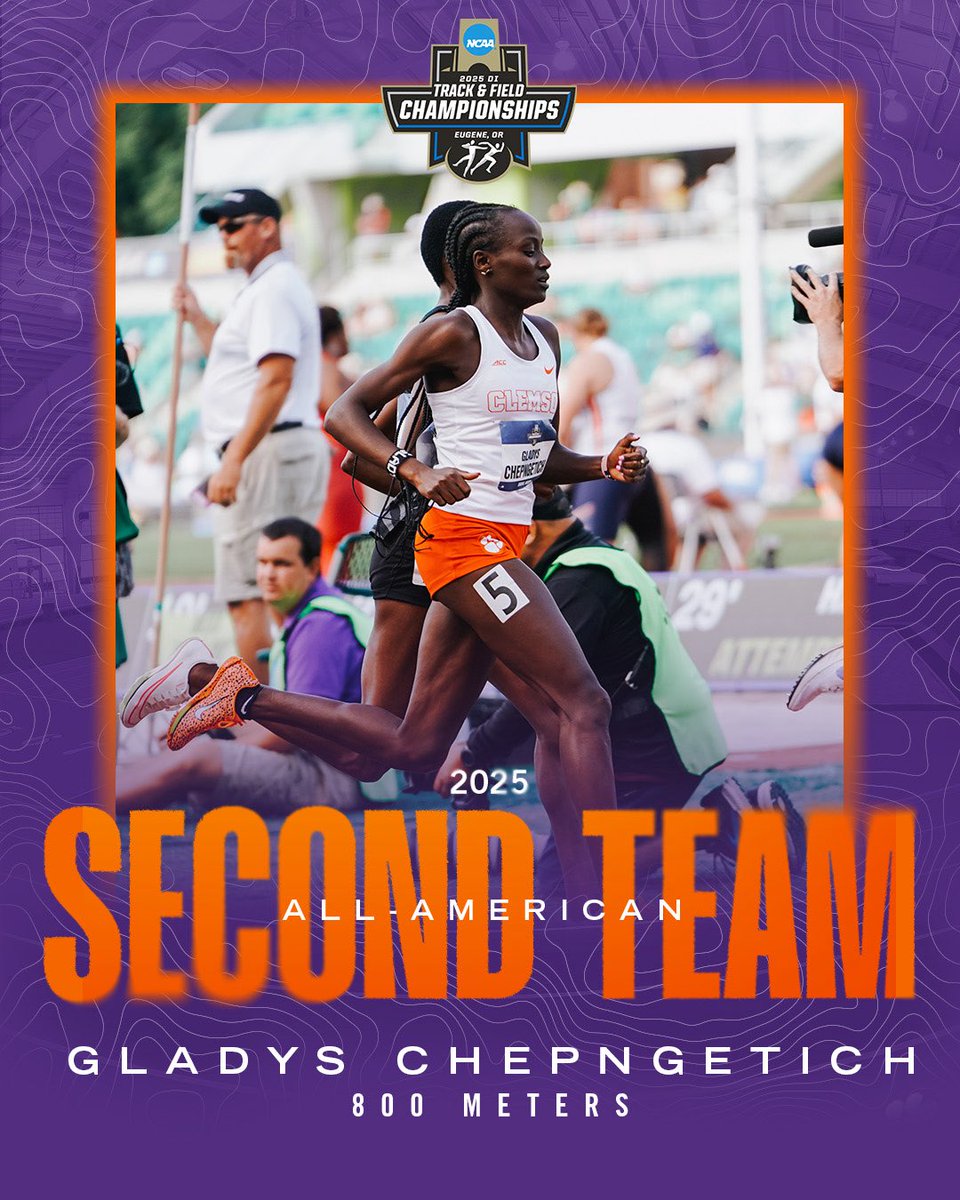 ClemsonTrackXC's tweet image. Second Team All-America status for these Tigers 🤩
Silvia Jelelgo, 1500 meters 🐅
4x100 Relay Team 🐅
Gladys Chepngetich, 800 meters 🐅
4x400 Relay Team 🐅