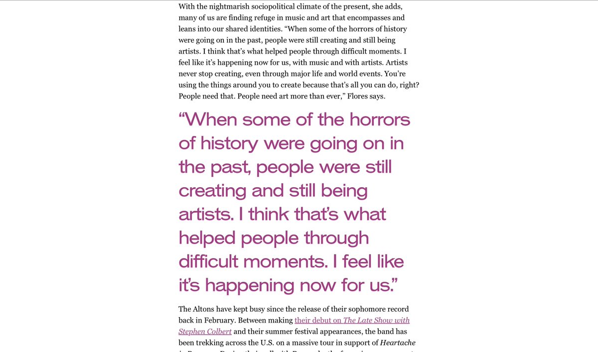 Got to talk with Nayeli Portillo while on tour for Remezcla Spoke about being apart of the handful of Latino bands on the Bonnaroo bill &amp; how stoked we are to represent! Also touched on how important art  and its creation is during these tumultous times ❤️‍🩹

Interview in bio⛓️‍