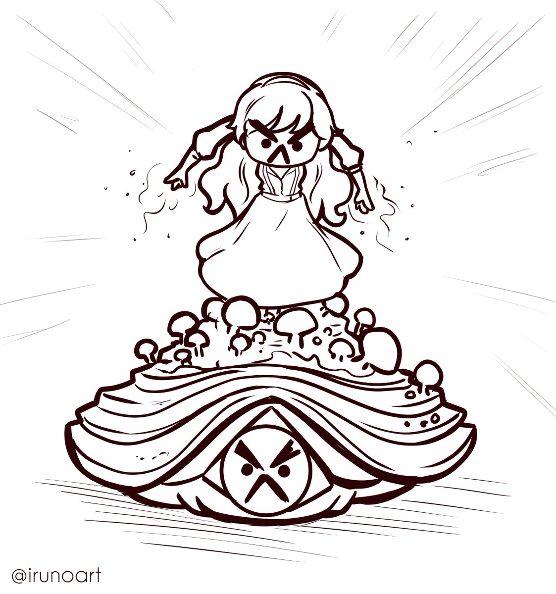 I am ✨ freaking out ✨

Trying not to because nothing is confirmed, or maybe I don't believe it, or both 🫨

I'll just keep drawing and waiting for news... Fingers crossed! 😵‍💫🤞

In the meantime, here's an angy mini Clea &amp; Franfran sketch based on E33's cursed pic of the day.