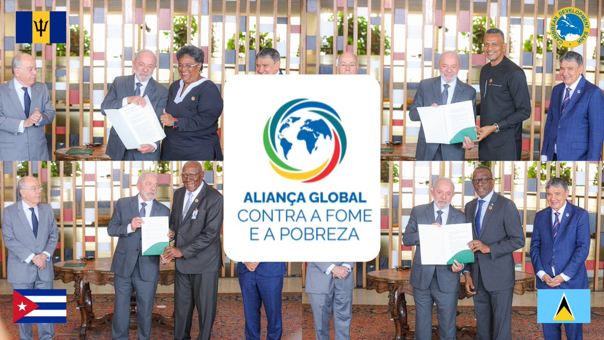 Na Cúpula Brasil-Caribe, Cuba, Barbados, Santa Lúcia e o Banco de Desenvolvimento do Caribe aderiram à Aliança Global contra a Fome e a Pobreza. A Aliança passa a reunir um total de 101 países entre seus 192 membros.