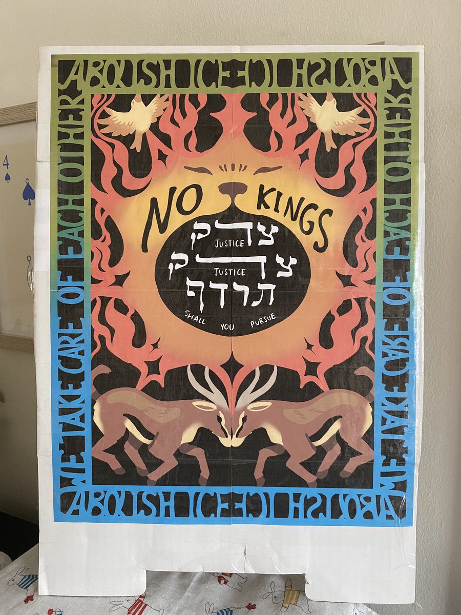 sammysavos's tweet image. #NoKings in jewish papercut style for tomorrow's joint pride parade and no kings demonstration 🔥🦁🔥