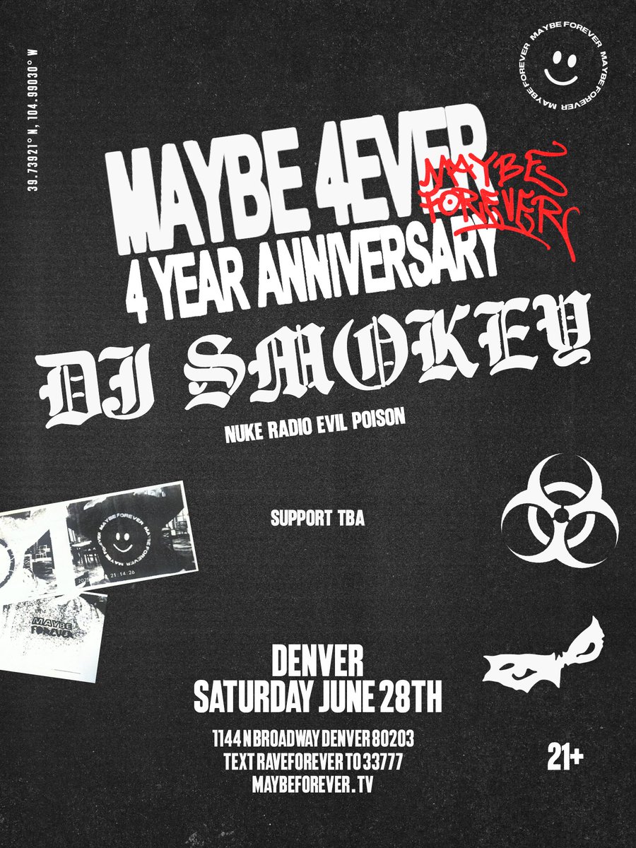 Just announced. We got the legend <a href="/nukepapi/">DJ SMOKEY</a> coming to Denver for a very special nite. More TBA. ☢️☣️