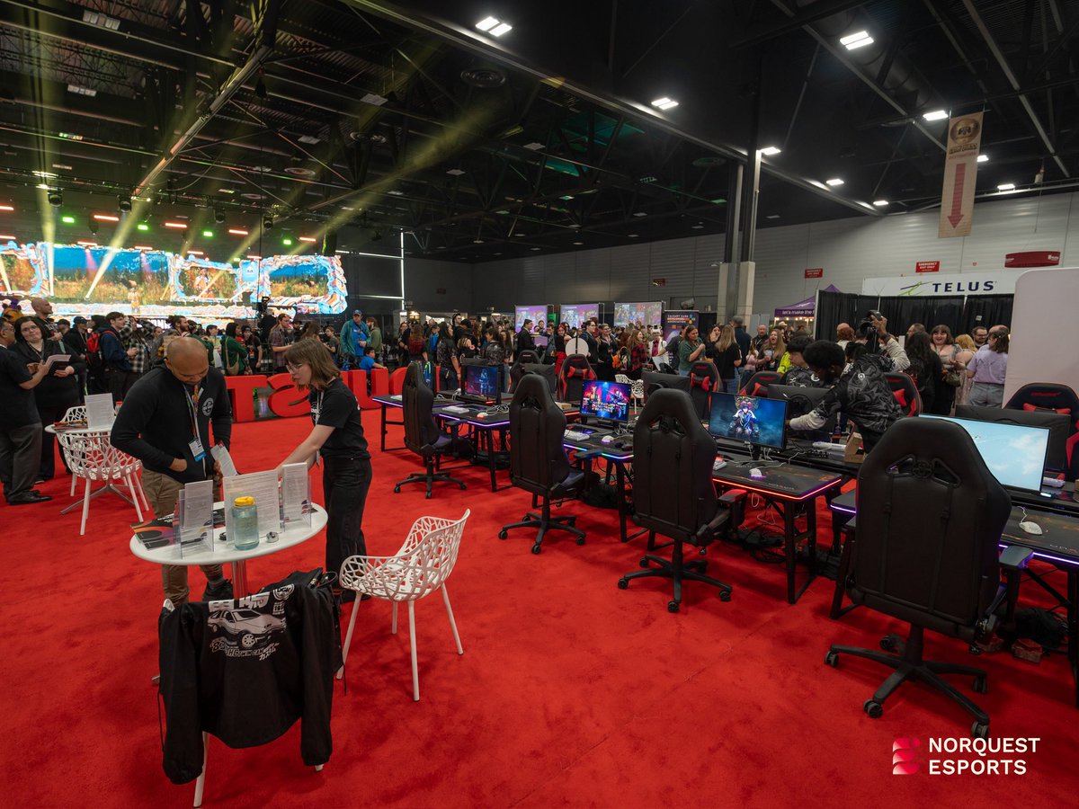 Our booth at <a href="/gameconcanada/">GameConCanada</a> . We scored a prime location-right in front of the Mega Stage! #NorQuestCollege #NorQuestEsports #seeyourselfhere