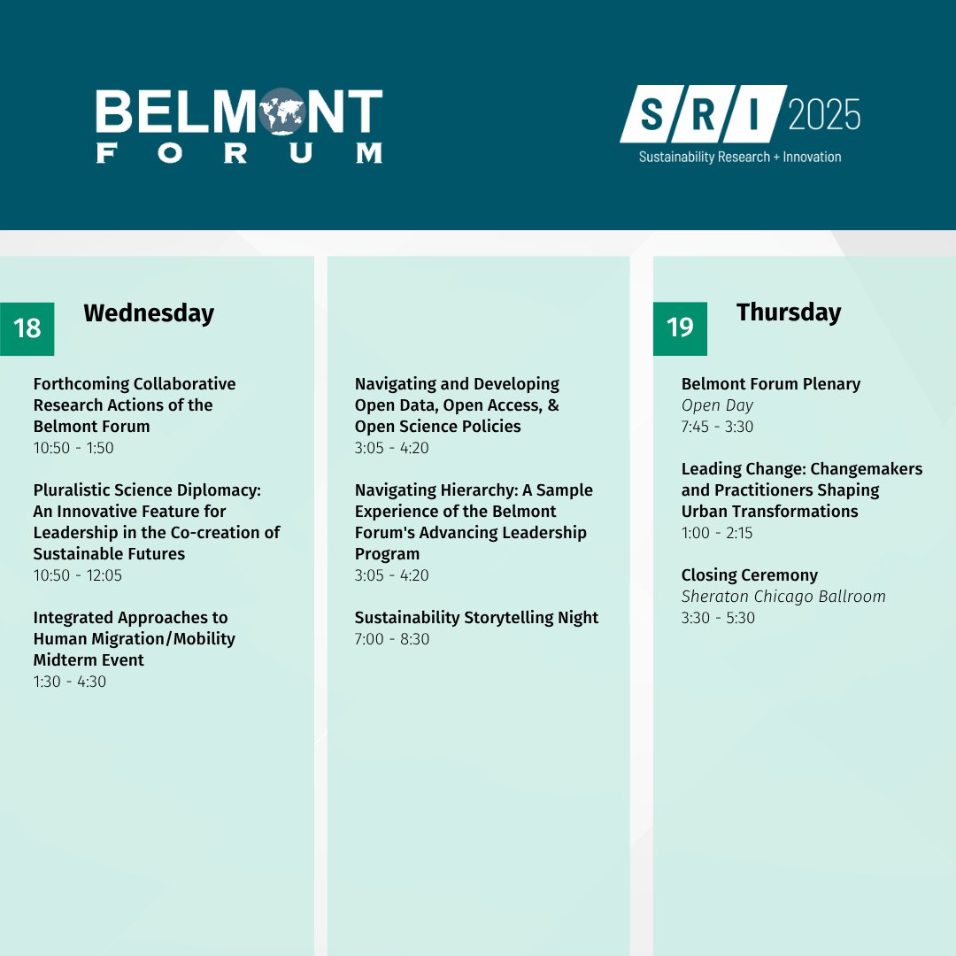 Join the #BelmontForum at #SRI2025! We're hosting sessions on transdisciplinary research, a type of science that brings together academia and the community to tackle global challenges. Register now and join the conversation. Come meet us in person at SRI 2025!

#ScienceForSociety