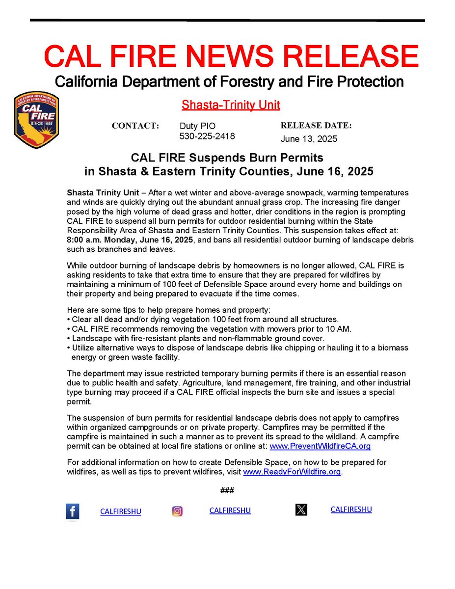 CAL FIRE Shasta-Trinity Unit/Shasta County FD tweet media