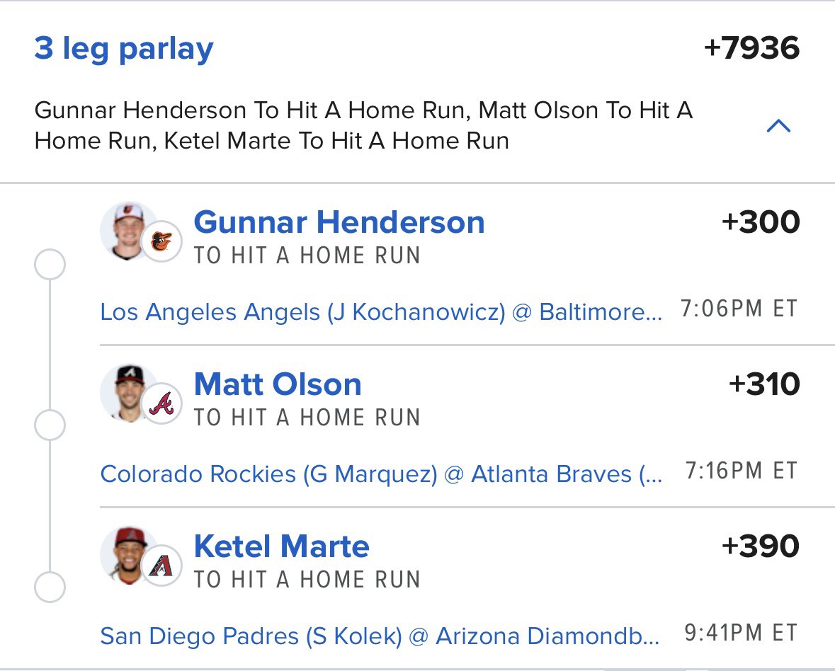 Lets have a day. Bat to ball, ball over fence 💰 💵 @parlaymogulss get the rest of the plays  winible.com/parlaymogulss?… #fanduel #homerunparlay