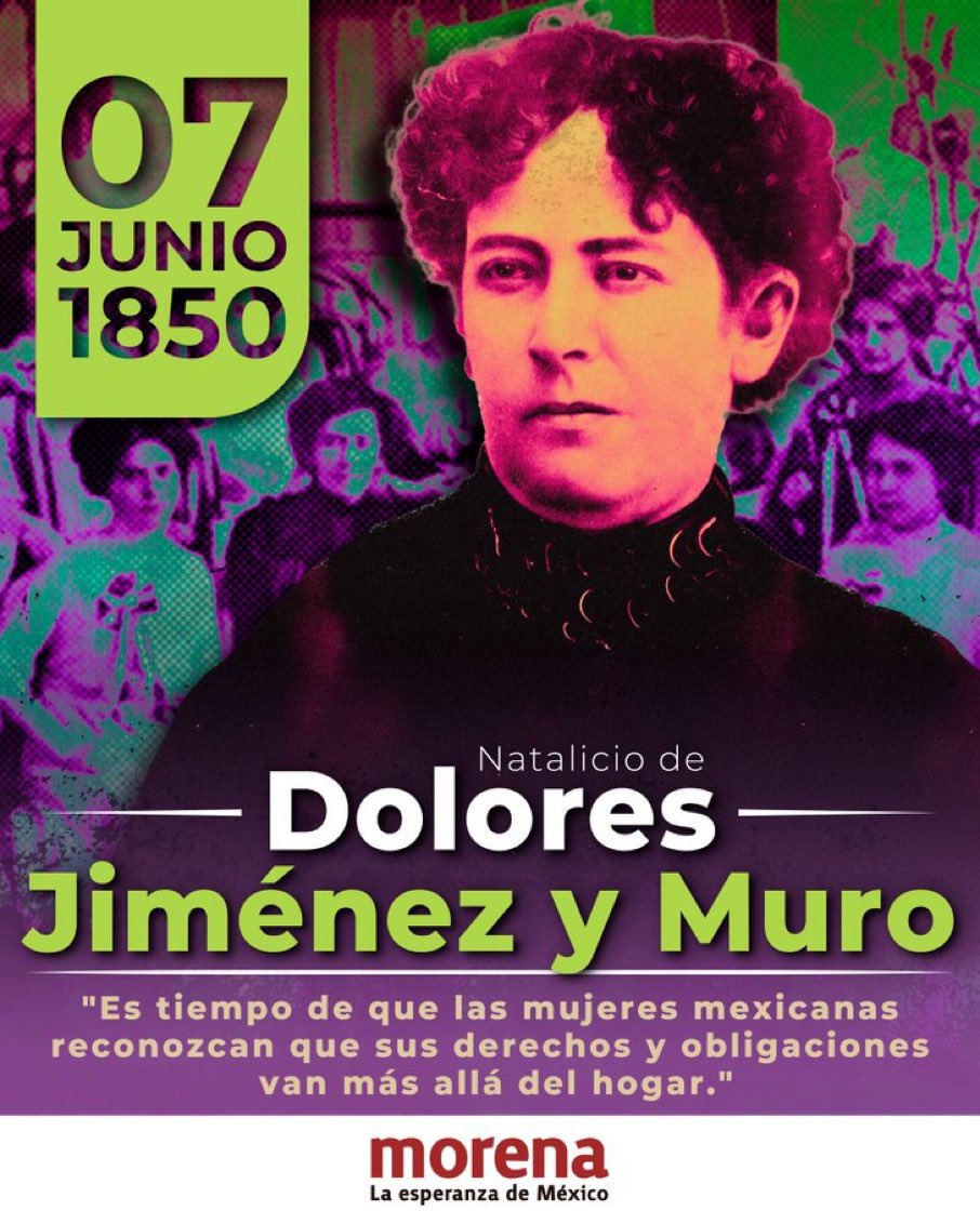 semujmorenacmx's tweet image. #7Junio Natalicio #DoloresJiménezYMuro #mujer clave en la #HistoriaDeMéxico, con un legado fundamental para la participación y el reconocimiento d las mujeres.

Luchadora, activista, escritora, periodista e ideóloga Méxicana, también conocida como "La Antorcha de la Revolución".