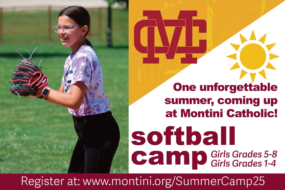 Don't miss Softball Camp next week with 3A Softball Coach of the Year, Amy Bukovsky whose Broncos just earned an IHSA Sectional Championship!! Two camps to suit different age groups.  Times and more information at:  montini.org/summercamp25
